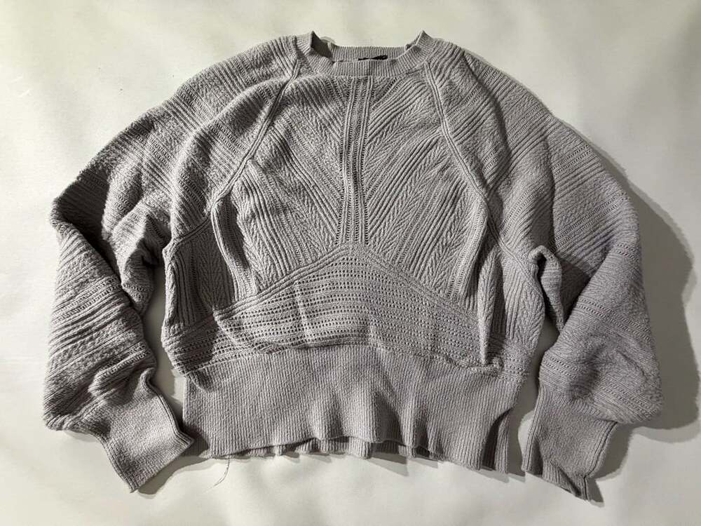 Express M Gray Knit Sweater Crewneck Long Sleeve Textured Cozy Minimal